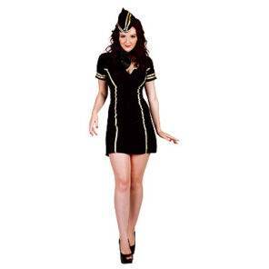 Lier - Fun - Shop - Verkleedkostuum volwassenen - piloot - stewardess - zwarte jurk - beroepen - netflix - themafeest - Carnaval