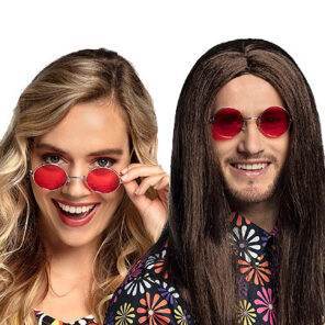 Lier - Fun-Shop - Carnaval - Jaren 60 - flower power - elton john - partybril - rond brilletje - hippie's - gekleurde bril