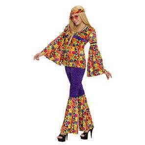 Lier - Fun - Shop - Verkleedkostuum volwassenen - flower power - purple - paars - Toppers - bloemen - hippie - peace - jaren 60