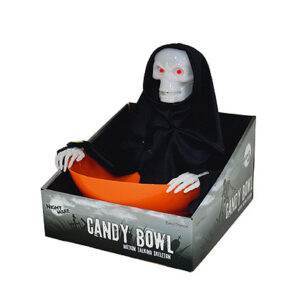 Halloween decoratie - Lier - tafeldecoratie - candy bowl - snoepjes - pratend skelet - grappige kom - hands off - trick or treat
