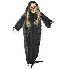 Halloween Decoratie - Lier - staande heks - lichtgevende ogen - hekserij - schedel - skull - geraamte - led verlichting