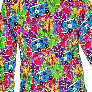Fun - Shop - Lier - verkleedkostuum - verkleedpak - jaren 60 - sixties - hippie - flower power - purple - toppers - peace