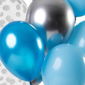 Ballonnen - Lier - feestversiering - Fun-Shop - helium - vieren - feesten - party - blauwe ballon - zilveren ballon