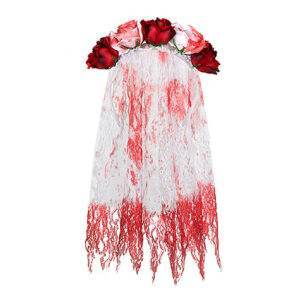 Halloween accessoires - Lier - haaraccessoire - rode roos - witte roos - bloem - sluier - bruid - married - huwelijk - horror