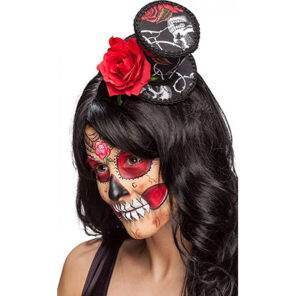 Halloween accessoires - Lier - bloemen - dia de los muertos - rozen - dag van de doden - buishoed - kleurrijk - mini hoed