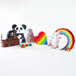 Lier - pinjata - mexico - geluksbrenger - papier maché - gevuld met snoep - cadeau - verjaardag - feest - regenboog - valentijn