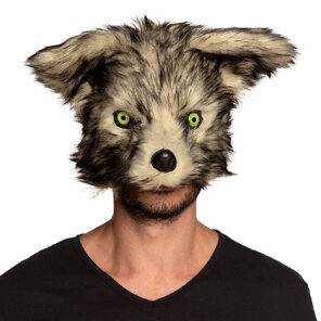 Lier - Fun - Shop - Carnaval - Halloween - pluche masker - wolf - weerwolf - eng monster - griezelig masker - dieren - werewolf