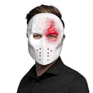 Lier - Fun - Shop - Carnaval - Halloween - pvc masker - griezelig - filmfiguur - killer - bloederig - mask - wit masker - bloed