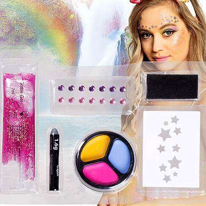Fun - Shop - Lier - carnaval - schminken - kleuren - unicorn - disney - sjabloon - steentjes - glitters - vetkrijt - penseel