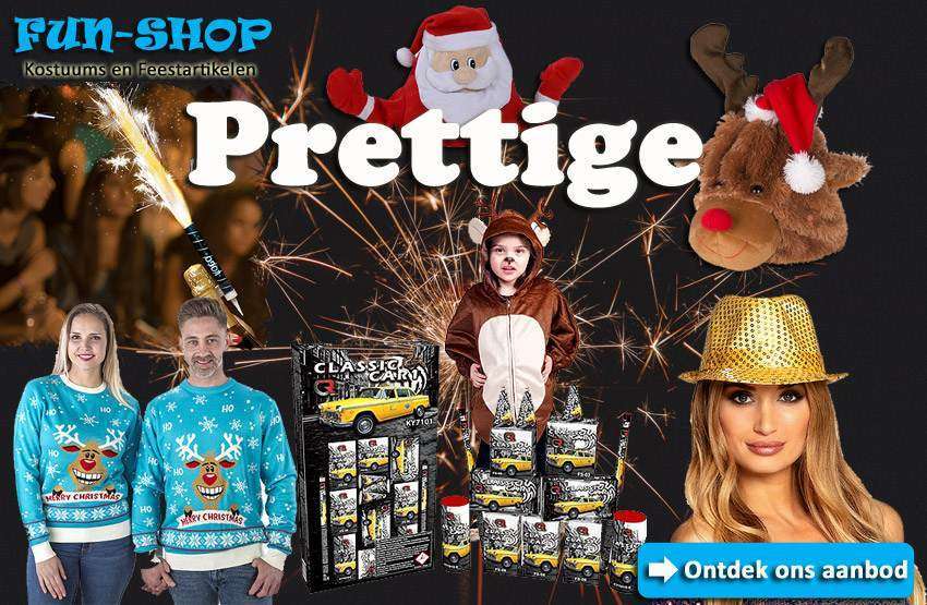 Lier - Fun - Shop - nieuwjaar - Kerstmis - feestwinkel - vuurwerk - sterrenstokjes - party poppers - confetti - taart - fontein