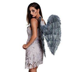 Lier - Fun - Shop - Feestwinkel - Carnaval - Halloween - vleugels - wings - engel - angel - demon - grijze veren - ghost - geest