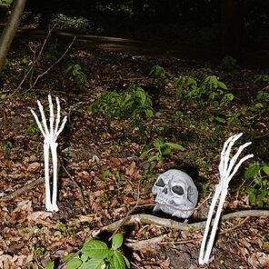 Lier - Fun - Shop - Carnaval - Halloween - Feestwinkel - decoratie - versiering - skelet tuin - begraven - graf - schedel