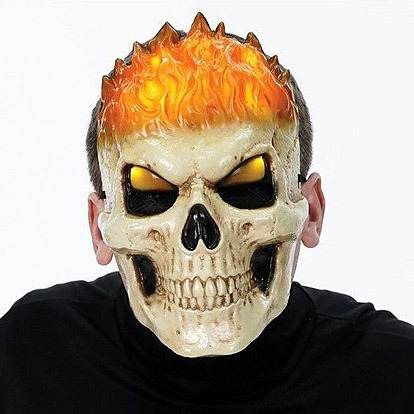 Lier - Fun - Shop - Carnaval - Halloween - Feestwinkel - masker - skull - vlammende schedel - lichtgevend masker - griezel